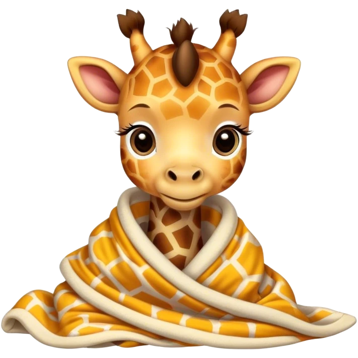 Baby giraffe cozy in blanket  emoji