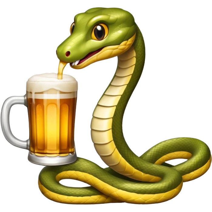 a snake with a glas of beer emoji