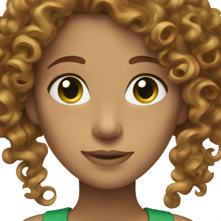 Curly brown haired woman with green eyes emoji