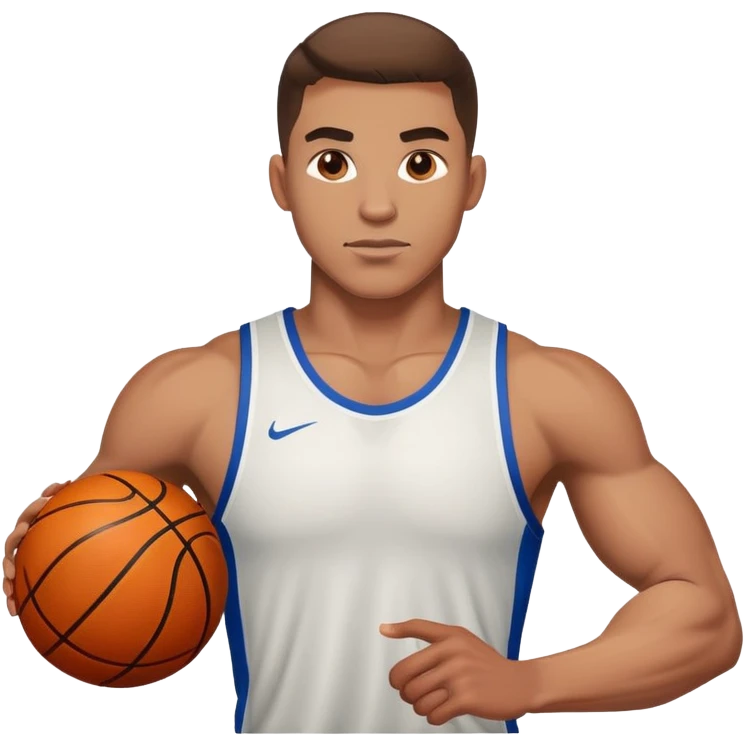 Very good looking buff athlete man with basketball  emoji