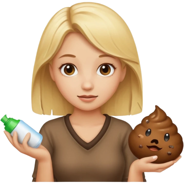 Blonde girl with poop in hand emoji