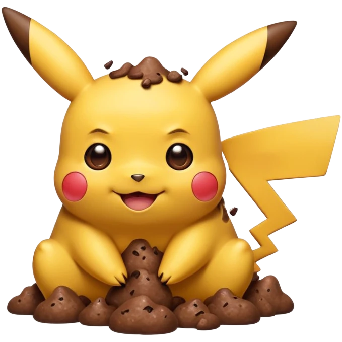 cartoon Pikachu with poop emoji emoji