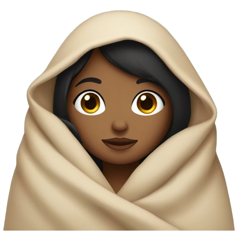 Brown girl black straight hair cozy in bed cute  emoji