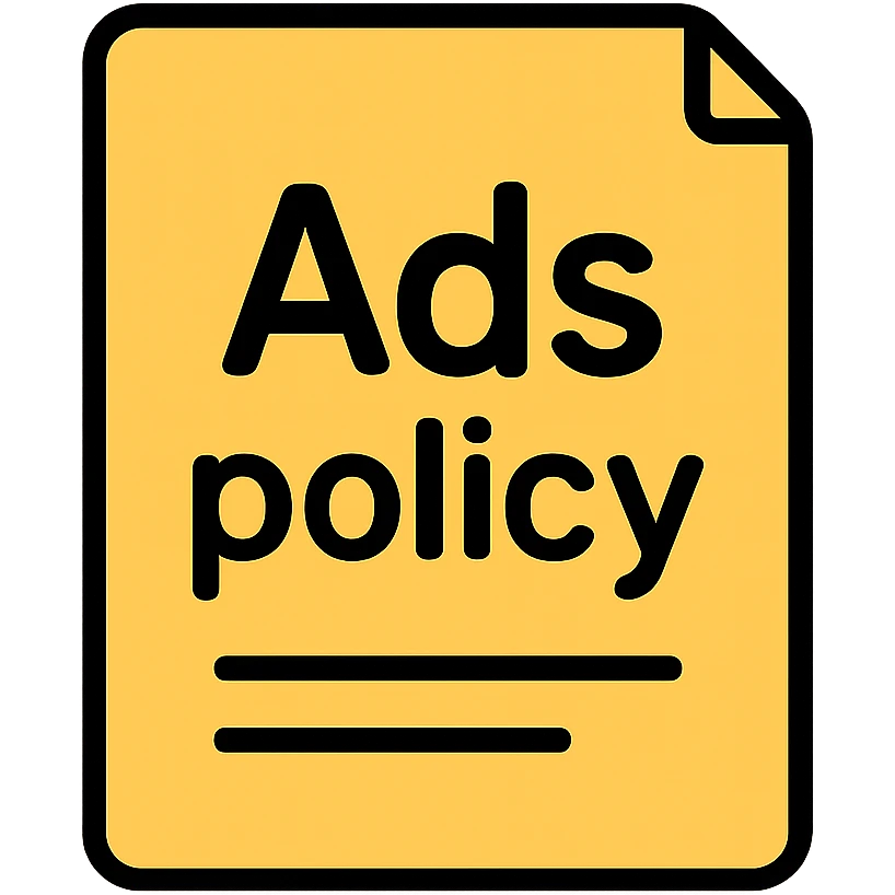 A document with "Ads policy" written on the cover page emoji
