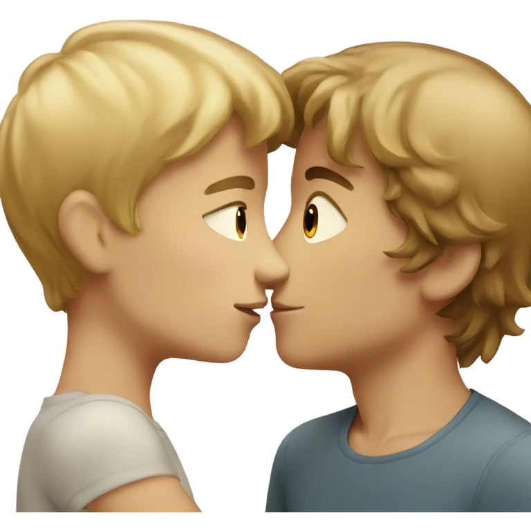 Blond girl kisses a Brown haired boy emoji