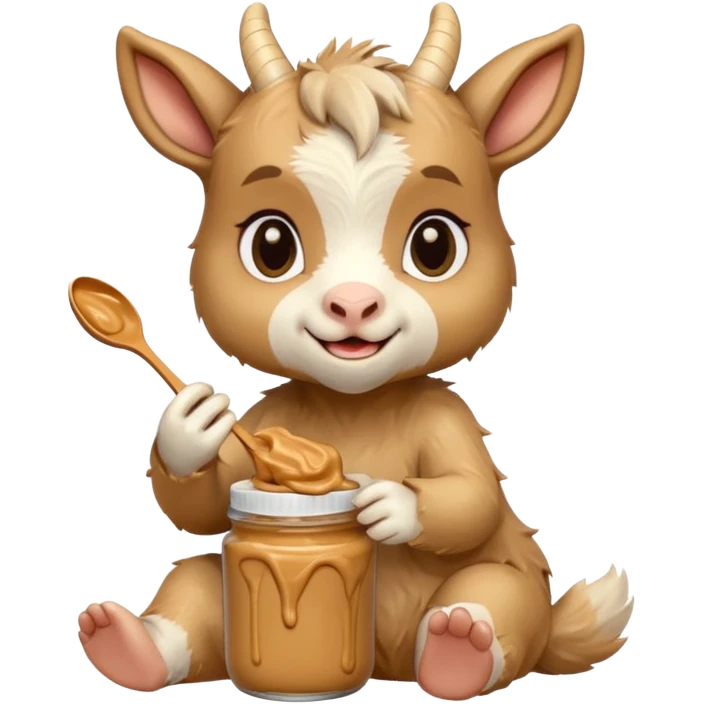 cute baby goat eating peanut butter emoji