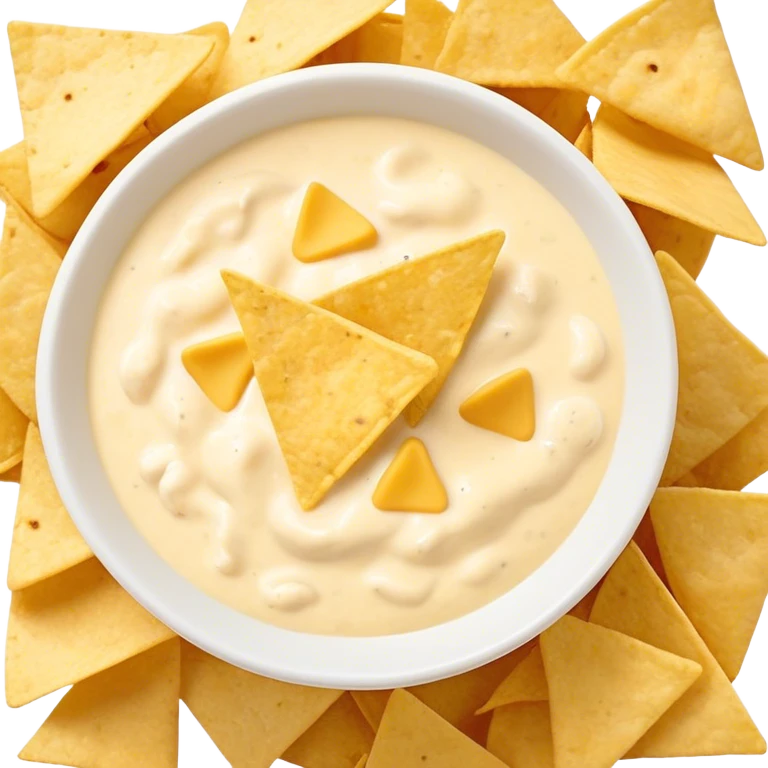 Tortilla Chips with a bowl of queso blanco emoji