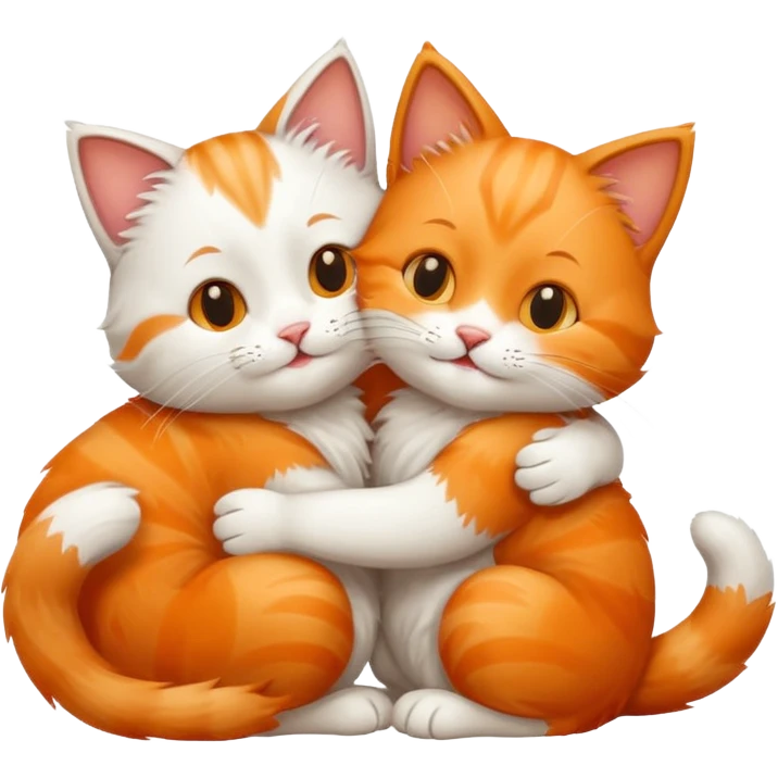 two happy cats hugging emoji