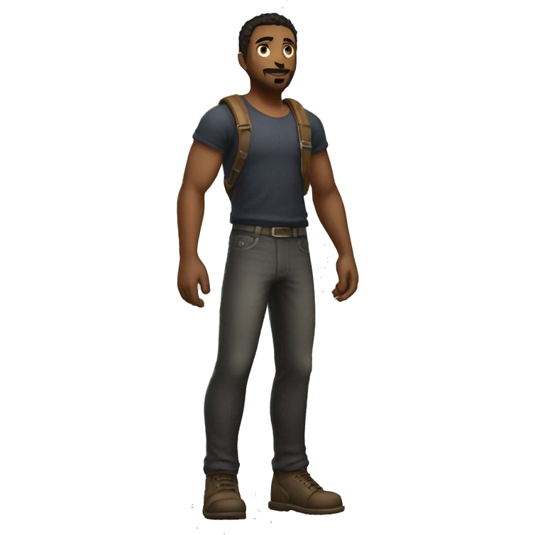 a game character showing his full body emoji