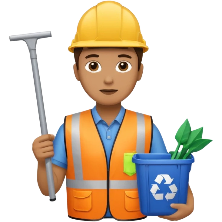 Waste Management, safety vest, trash picker emoji
