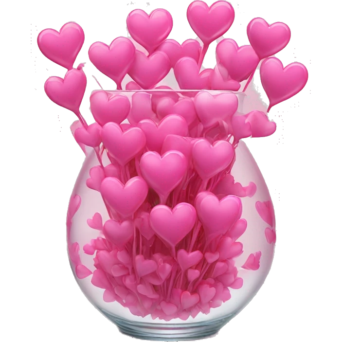10000000 huge pink hearts on stems in a clear glass vase emoji