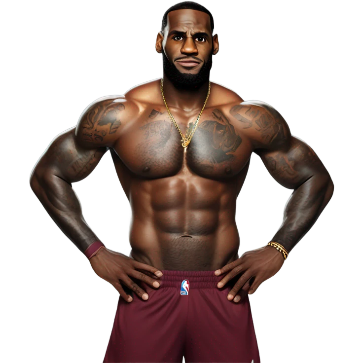 Lebron James, full body, shirtless emoji