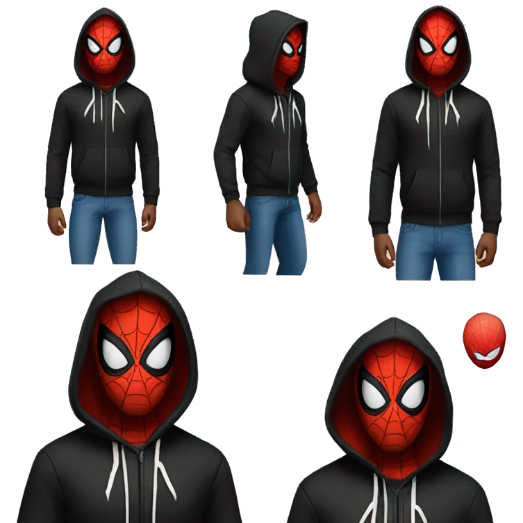 Spider-Man in the black hoodie and not skinny jeans emoji