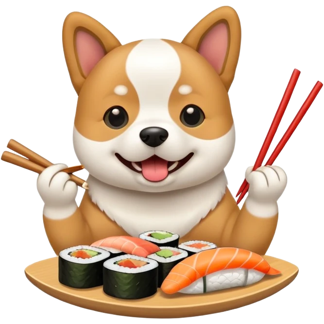 Dog eating sushi emoji