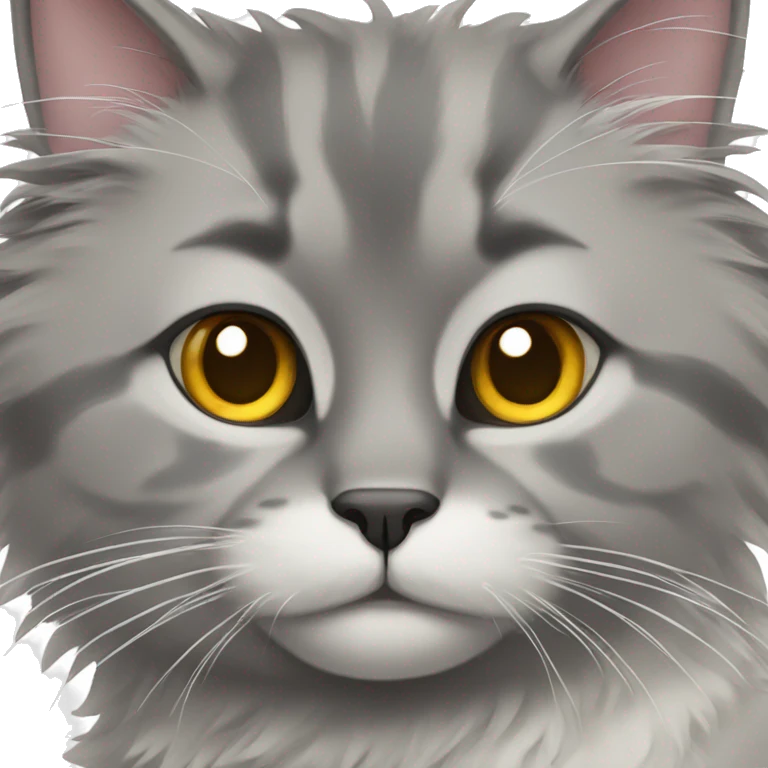 Fluffy cat with grey nose  emoji