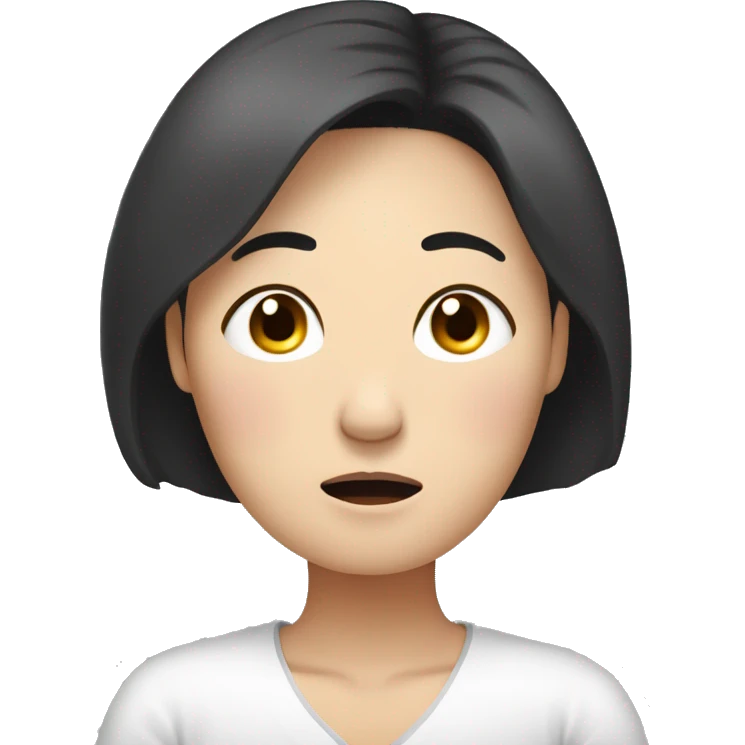 Headache, middle-aged Korean woman in her 40s, with only one hand on her head, painful face, black hair emoji
