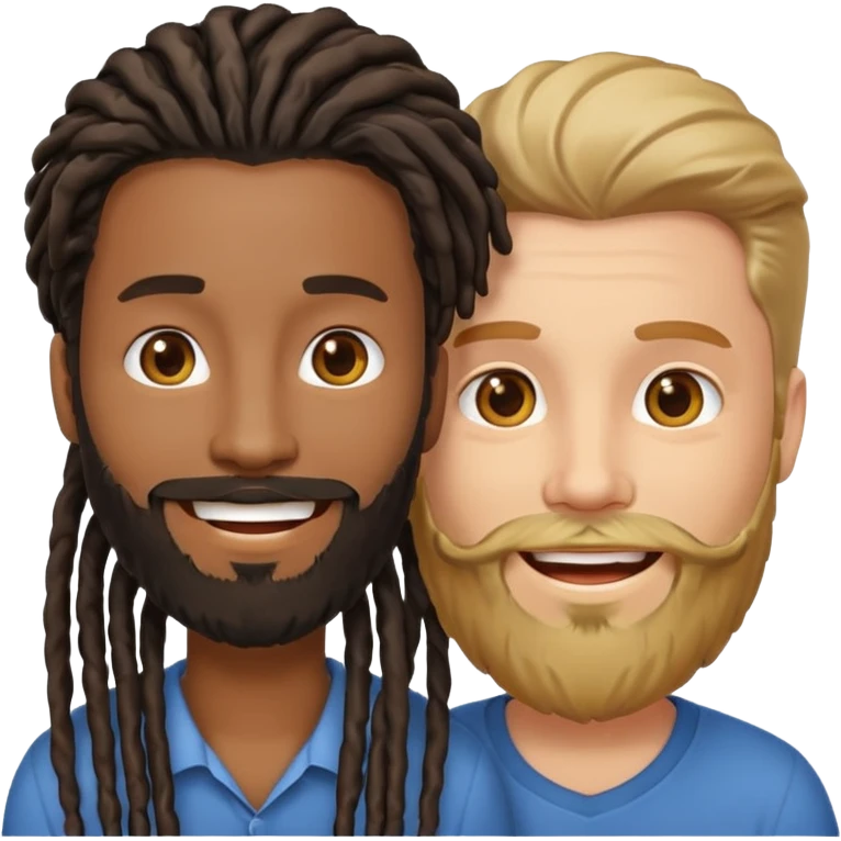 Couple emoji -WHITE with man with beard, BLACK FEMALEwith mid length locs emoji