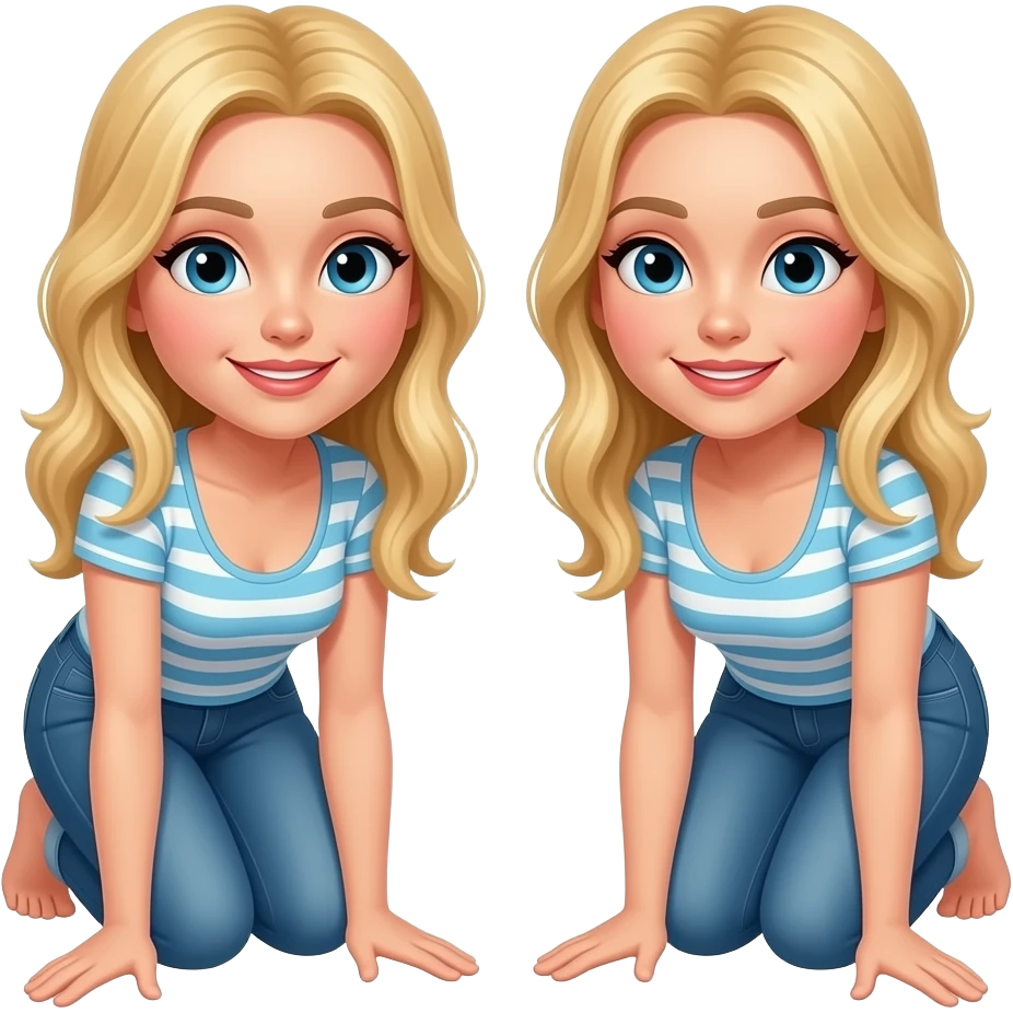 Two blonde twin women on hands and knees emoji