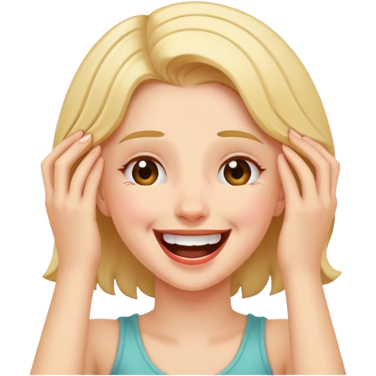 girl holding her head and laughing emoji