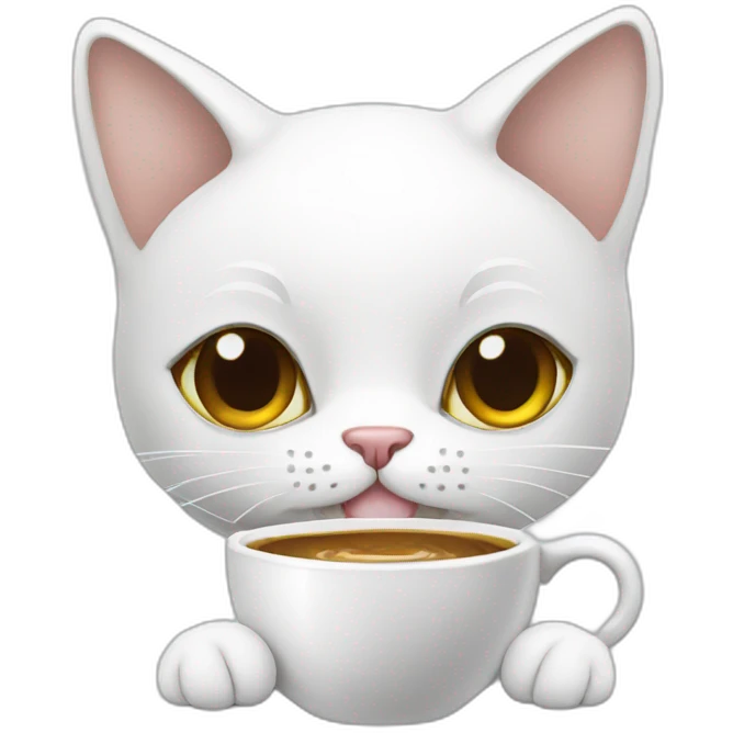 white-cat-drinking-coffee emoji
