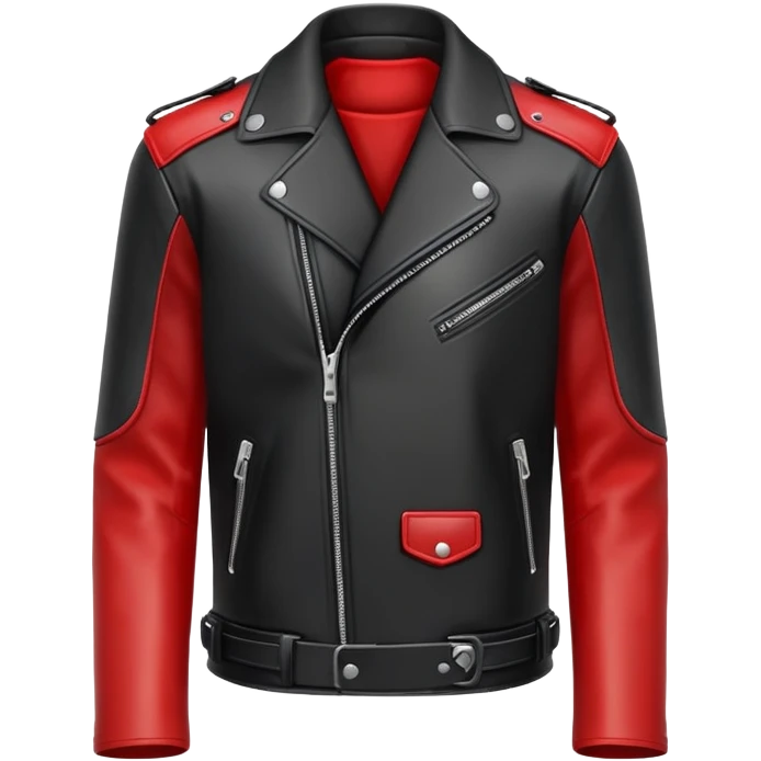 black leather jacket with red arms and shoulders emoji