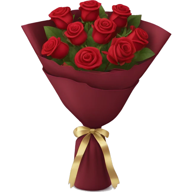 Bouquet of red roses in a burgundy package emoji
