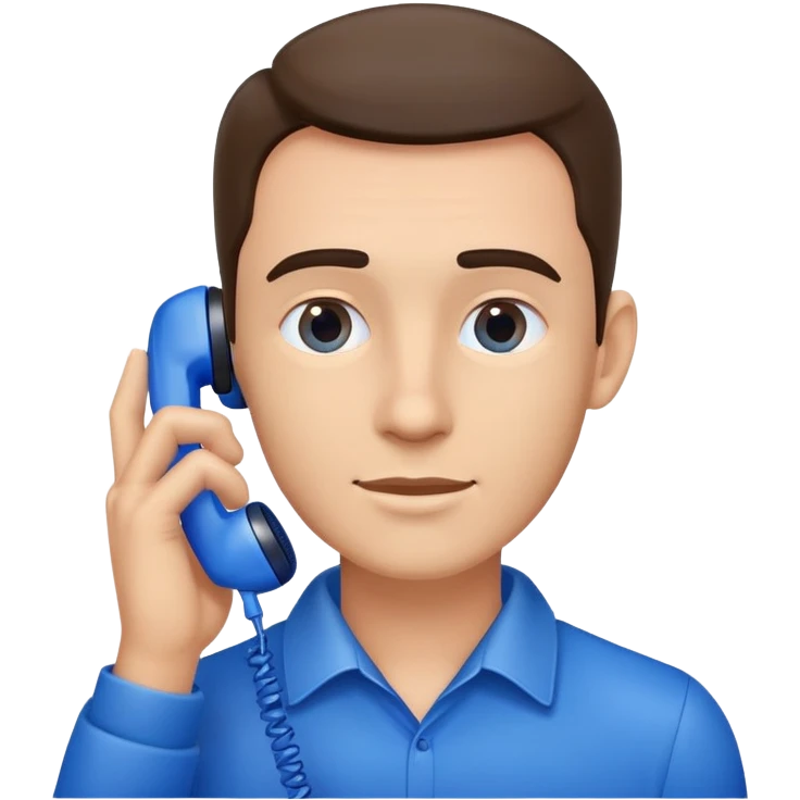 a man with a blue phone to his ear emoji