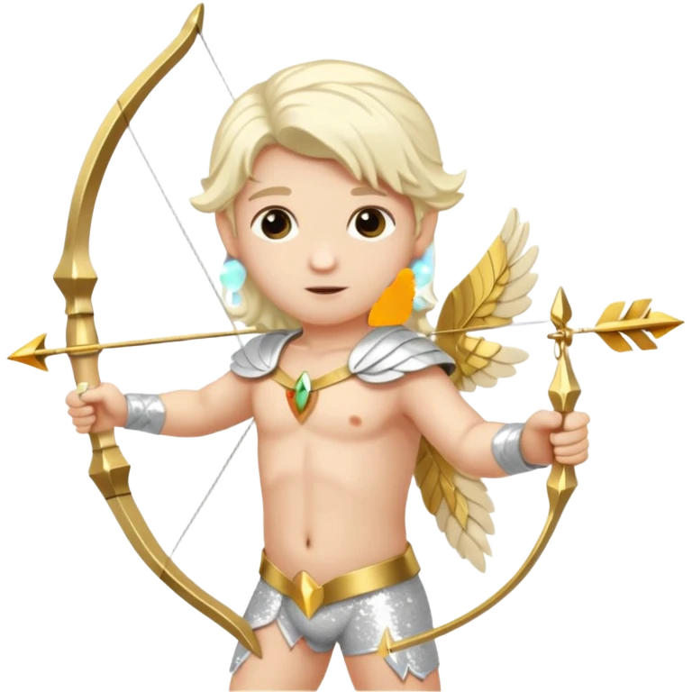 Cupid, God of Love from Gods and Goddesses with long platinum blonde hair, cream sequin outfit emoji