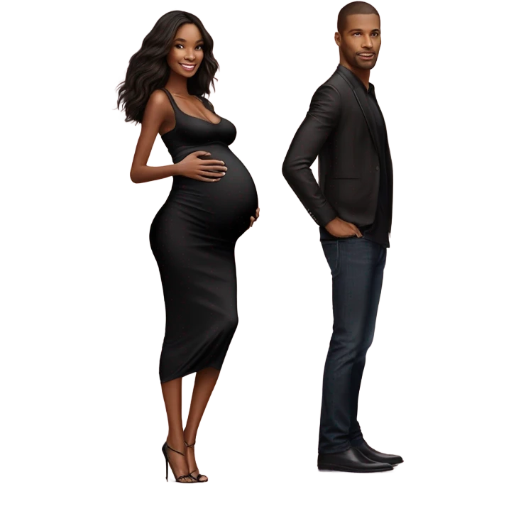 Realistic Photo of a Victoria secret model pregnant posing with a male model at her baby shower infront of a flower arch in blue emoji