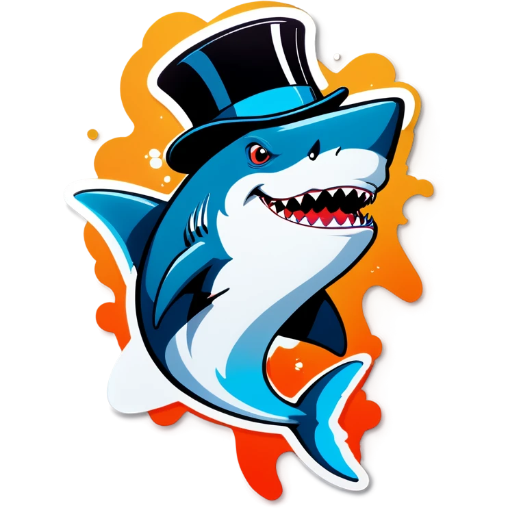 Shark with a top hat emoji