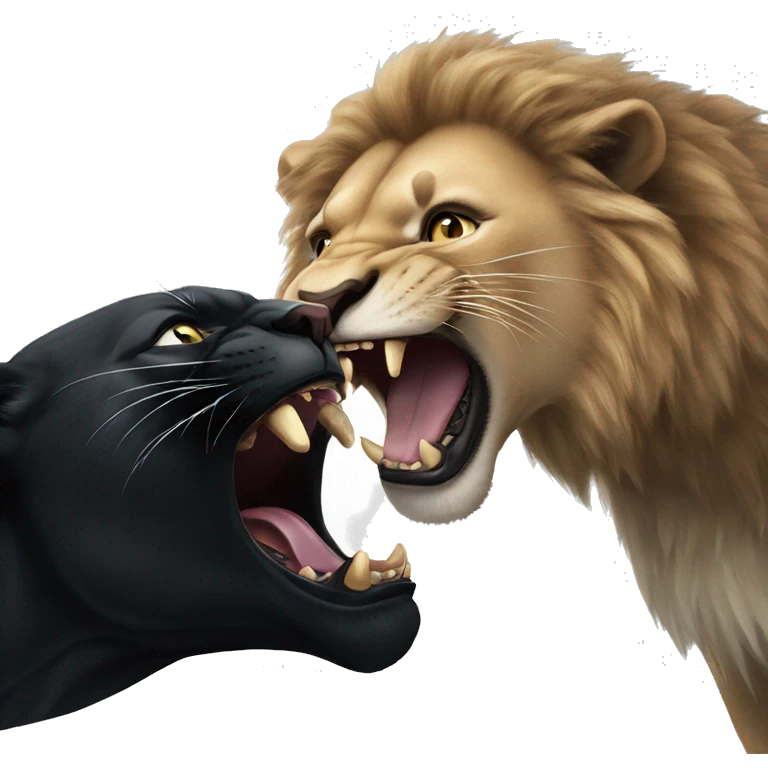 Lion biting a black panther emoji