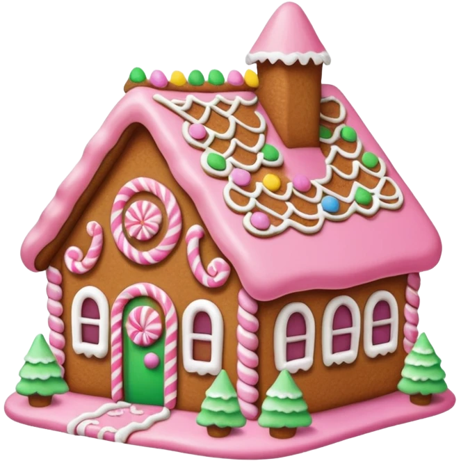 Simple Gingerbread house pink emoji