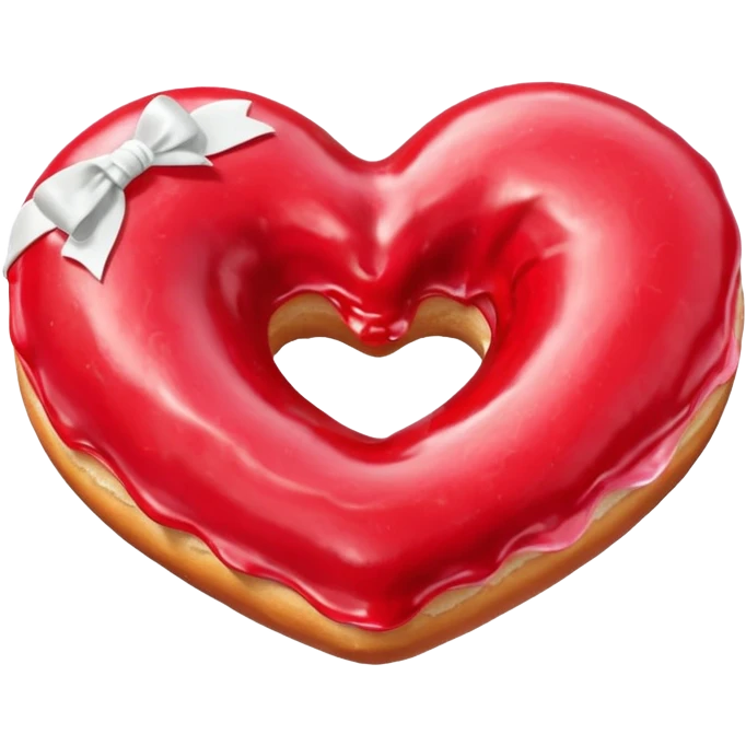 Realistic isolated heart shaped donut with red frosting. emoji