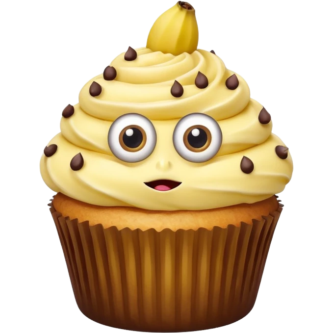 big mustached banana cupcake big eyes emoji