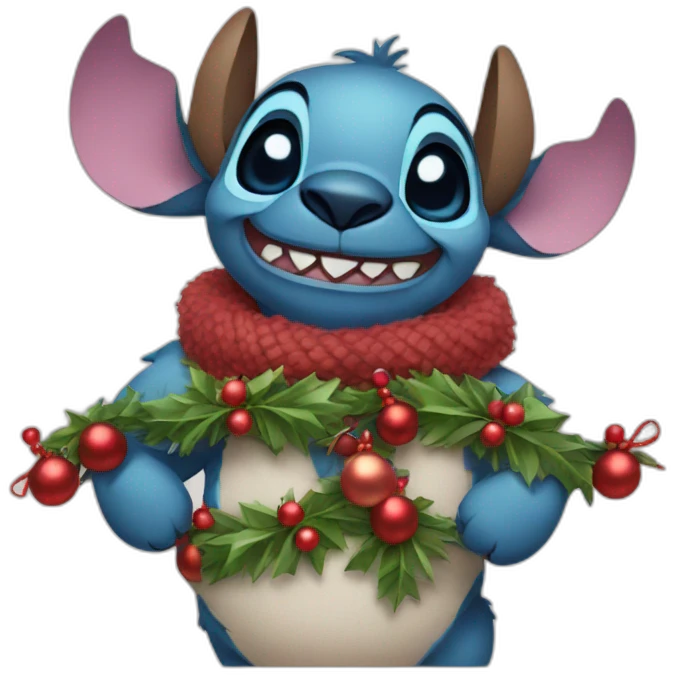 Stitch with christmas garlands emoji