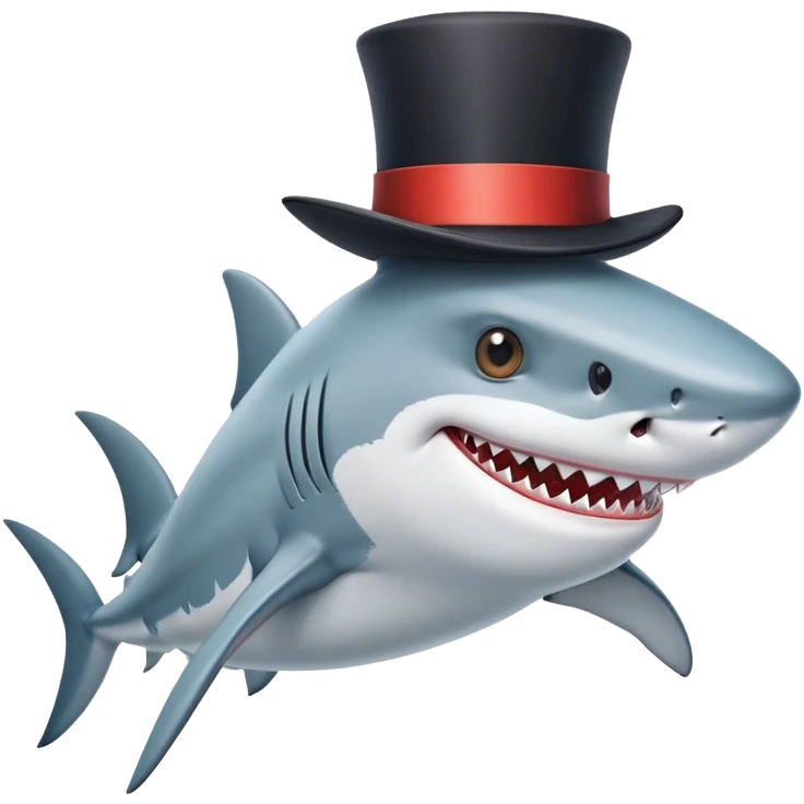 Shark with a top hat emoji