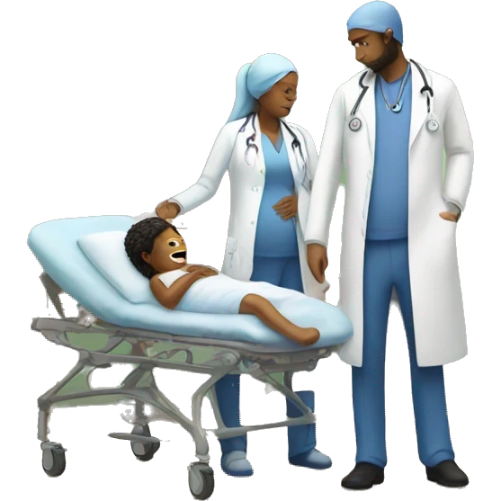 a woman gives birth and doctors stand nearby emoji
