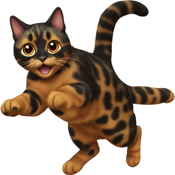 tortoiseshell cat jumping emoji