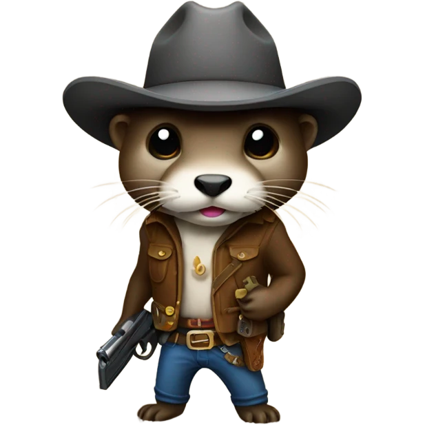 Gun toting otter with a cowboy hat emoji