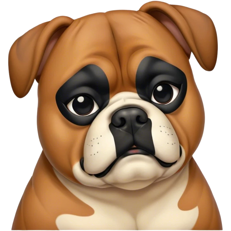Cinematic Chubby Sleeping Boxer dog Portrait Emoji, Chubby and serene, with a stocky, adorable build and a smooth fawn coat accented by a distinctive black mask, eyes gently closed in peaceful slumber, Simplified yet irresistibly endearing features, highly detailed, glowing with a gentle, dreamy glow, high shine, relaxed and content, stylized with a touch of whimsy, bright and heartwarming, soft glowing outline, capturing the essence of a blissfully sleepy guardian, so comically serene it feels like it could roll out of the screen and snore with adorable charm! emoji