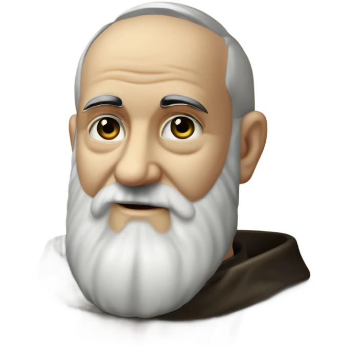 Saint Padre Pio avec un chapelet levant les deux mains visibles vers le haut et montrant ses stigmates paumes ouvertes emoji