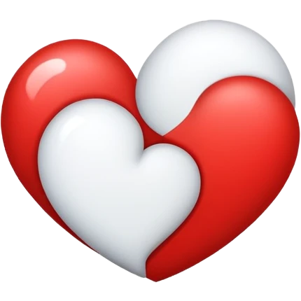 heart, left side red right side white emoji