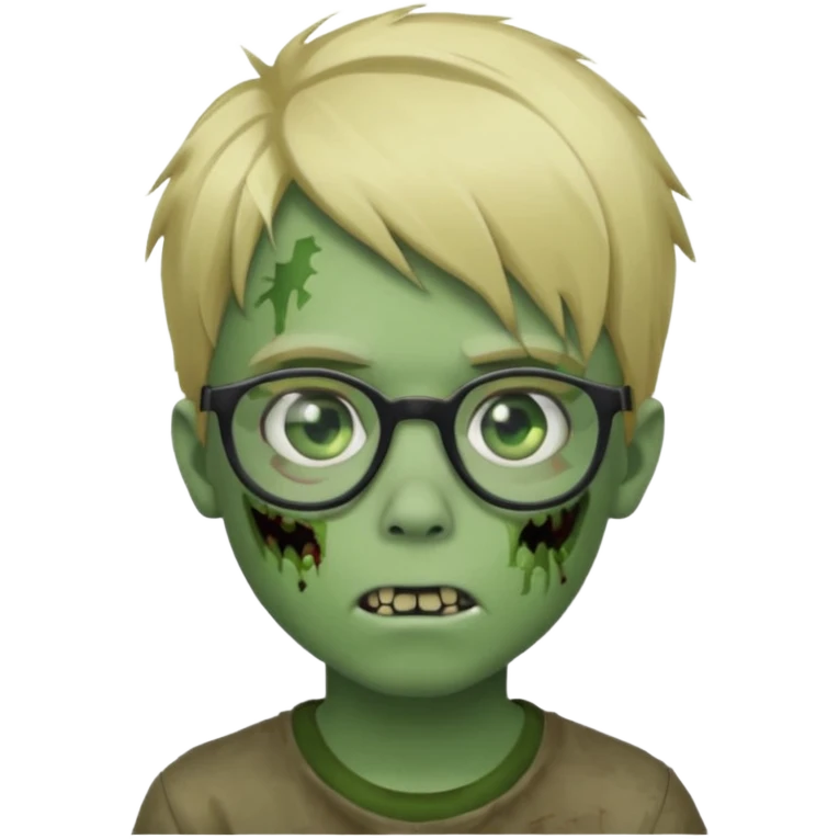 boy zombie with blonde emo hair and green skin and glasses emoji