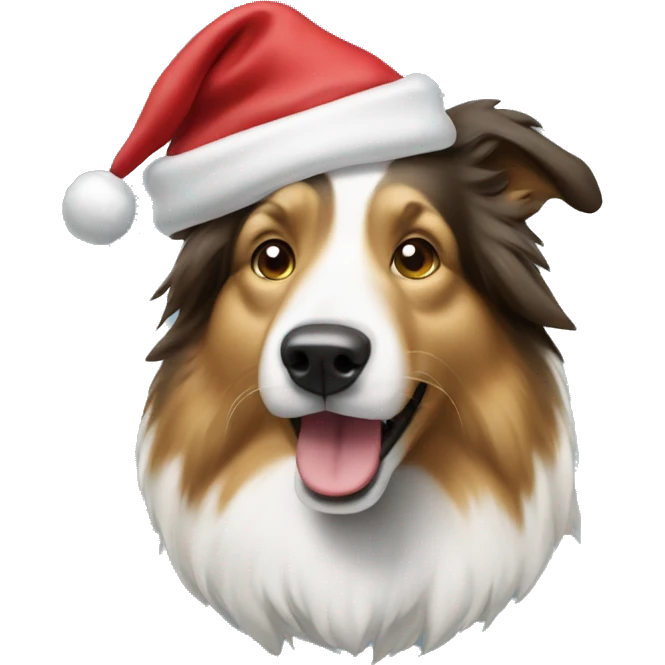 Collie with Santa Hat emoji