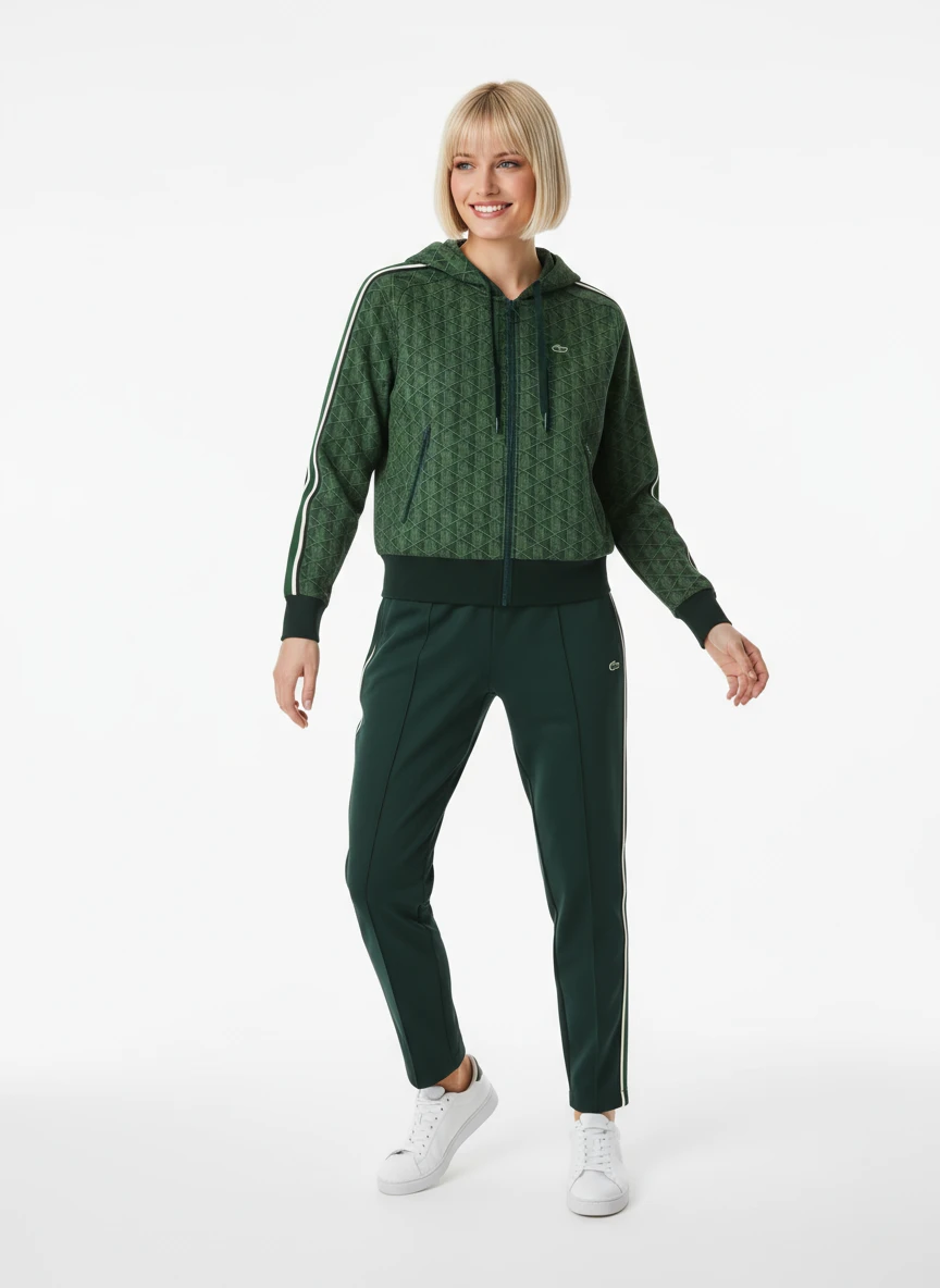 Make her dress in this outfit, model dynamic pose, white solid background emoji