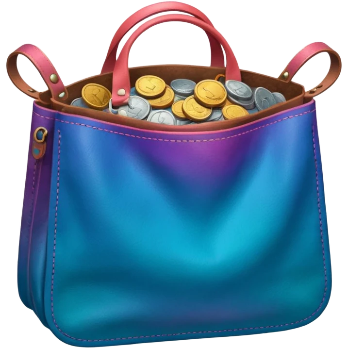 coins inside leather bag

Change coins color in in gradient of turquoise, blue, pink, purple, and coral emoji
