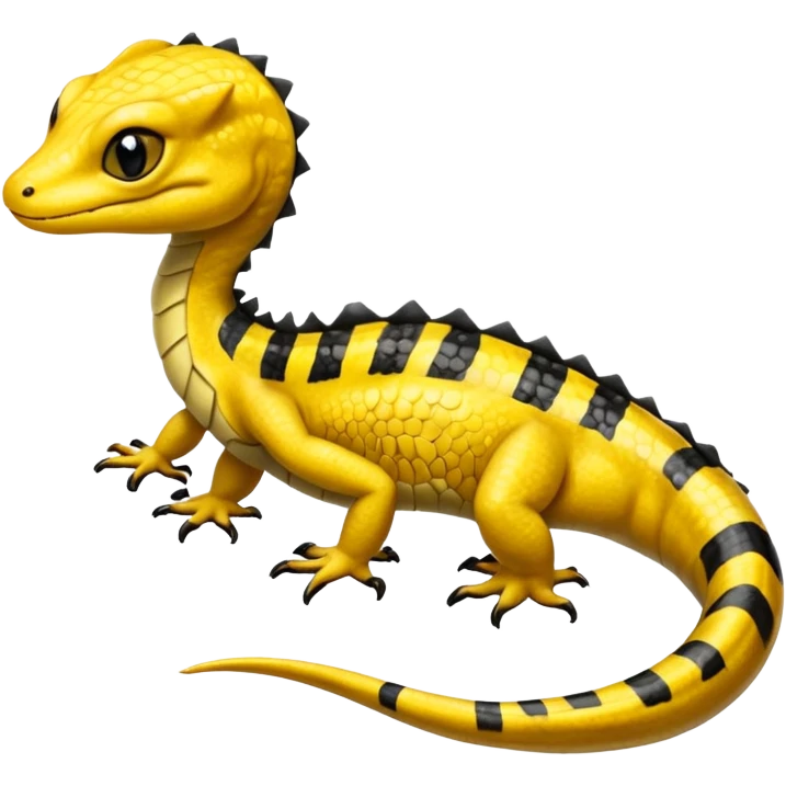 Yellow black-striped golden shiny salamander-gecko-dragon-Salandit-Sergal-Genet-Pokémon-hybrid  emoji