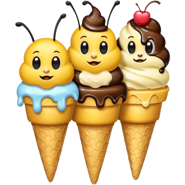 bees with ice cream emoji
