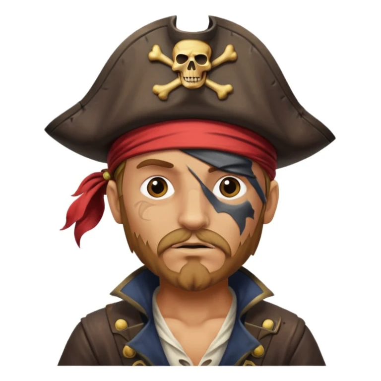 pirate with eye sailing a ship in strome sea background emoji