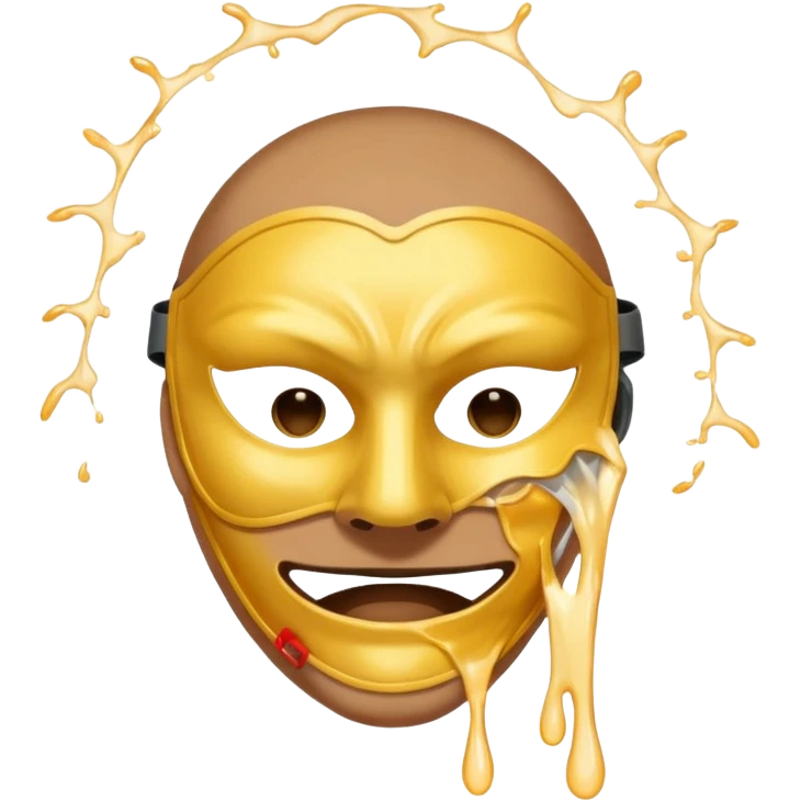 Figure ripping a mask in half, energy leaking from the tear emoji